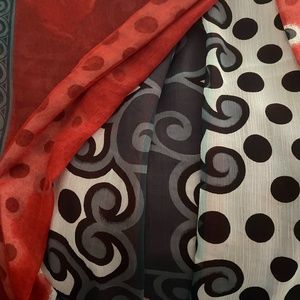 Large RED/WHT/BLK Sheer Scarf. *P1057